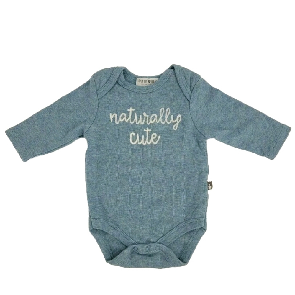 Rabbit + Bear Bodysuit Size 0-3mo Organic Cotton Naturally Cute Longsleeve